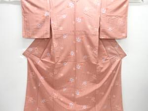 縞に撫子模様単衣小紋着物